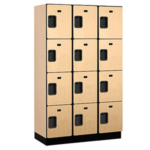 Salsbury Industries Maple 4-Tier Extra Designer Wood Locker with 3 Wide Storage Units, 6ft High x 18in Deep