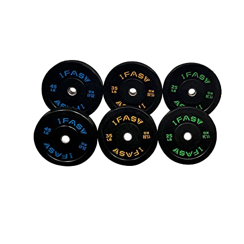 Songyang Olympic Rubber Barbell Weight Plates, 10LB/25LB/35LB/45LB Color Bumper Plates with 2 Inch Steel Insert for Workout Strength Training (Pair (25lbs + 35lbs+ 45lbs))