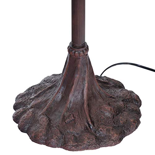 Bieye Tiffany Style Stained Glass Floor Lamp with Raven Night Light, 65" - Halloween Décor