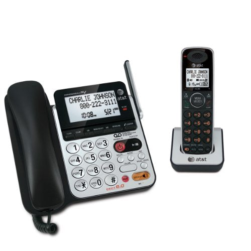 AT&T 84100 DECT 6.0 Corded/Cordless Phone, Black/Silver, 1 Base and 1 Handset