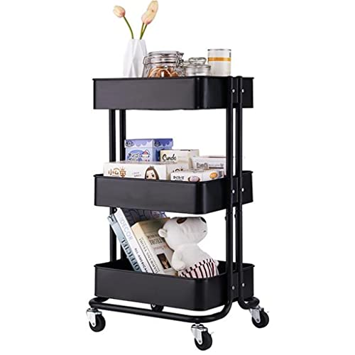 VejiA 3 Tier Rolling Cart Metal Utility Organizer Trolley
