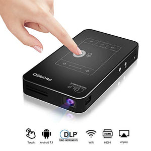 AKASO WT50 Mini Projector, 1080P HD Video DLP Portable Projector with Android 7.1, WIFi, Wireless and Wired Screen Sharing, Trackpad Design, Pocket Sized Home Theater Pico Projector for iPhone Android