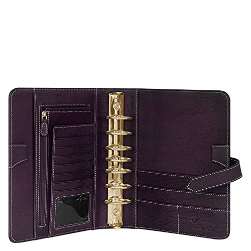 FranklinCovey - Classic Vintage Aurora Leather Strap Binder - Purple Plumeria