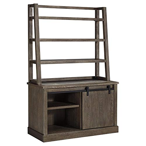 Benjara Farmhouse Style Ladder Type Wooden Hutch with 3 Open Shelves, Brown
