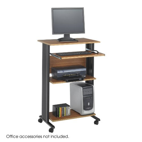 Safco Products 1923MO Muv 45" H Stand-Up Desk Fixed Height Computer Workstation with Keyboard Shelf, Medium Oak