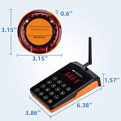 Retekess TD156 Restaurant Pagers - Long Range, Timeout Reminder, 10 Coaster Pager Set