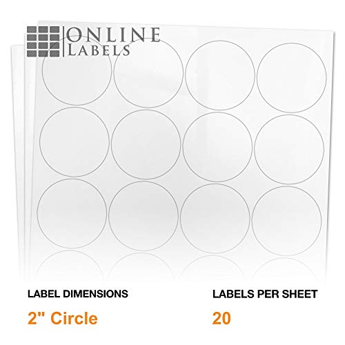 2 Inch White Gloss Round Labels - Pack of 20,000 Circle Stickers, 1,000 Sheets - Laser Printer - Online Labels