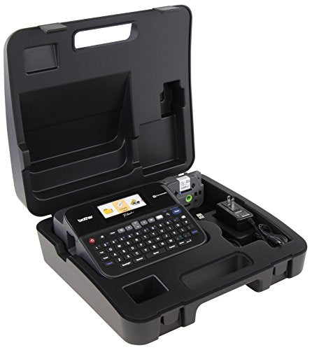 Brother P-touch, PTD600VP, PC-Connectable Label Maker with Full Color Graphical Display, Case, Split-Back Tapes, 14 Fonts, High-Resolution, Black