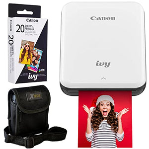 Canon Ivy Mini Photo Printer, Portable Instant Phone Printer, Bluetooth, Gray Slate | Bundled with 2 x 3 inch Zink Photo Paper (20 Sheets), Mini Photo Printer Case, and HeroFiber Cleaning Cloth