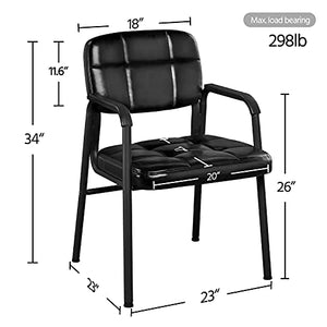 Yaheetech Pack of 6 Mid Back Office Guest Chairs with Armrest and Lumbar Support, Black