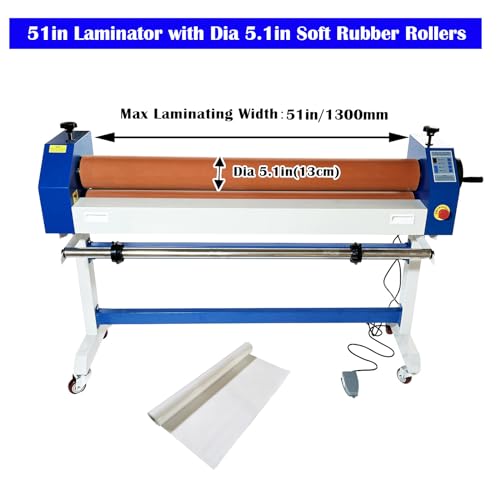 INTBUYING 51in Electric/Manual Cold Laminator with 5.1in Rubber Rollers