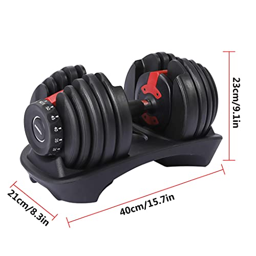 Weight Adjustable Dumbbell 5 to 52.5 lbs Home Gym Fitness Equipment Workouts Strength Training Free Weights for Men and Women, Single