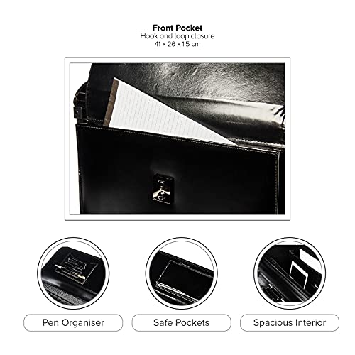 Leather Pilot Case Wheeled Business Laptop Travel Flight Briefcase Bag Hand Luggage (Wheeled Pilot Case)