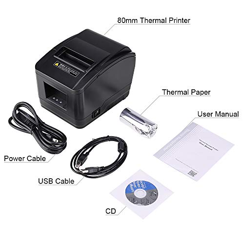 MUNBYN POS Printer, 80mm USB Receipt Printer, POS Receipt Printer with Auto Cutter ESC/POS Command Support Windows（Only USB Interface）