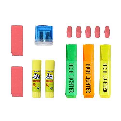 50 Piece Pack Bulk School Supplies Kit for Students, Teachers, Back to School Drives - Wholesale Case Bundle of 24 Kits