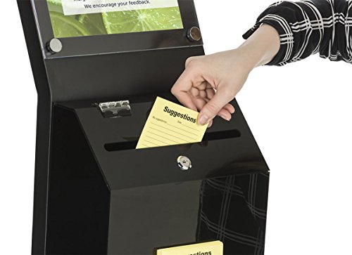 Displays2go SSB811BKBK Locking Donation Station, Ballot Box with 8.5 x 11-Inch Sign Holder Kiosk (Black)