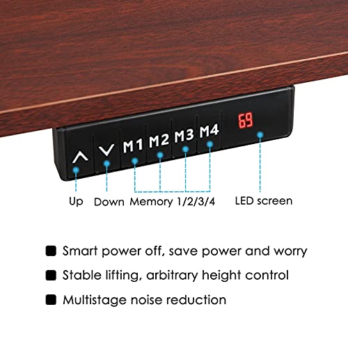 Tulib Height Adjustable Electric, 48 x 24 Inches Workstation Computer Table, Ergonomic Sit Stand Home Office Desk, 4824inch, Walnut
