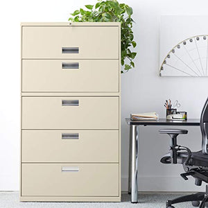 HON Brigade 600 Series Lateral File Cabinet 36" W, 5 Drawers, Putty (H685)