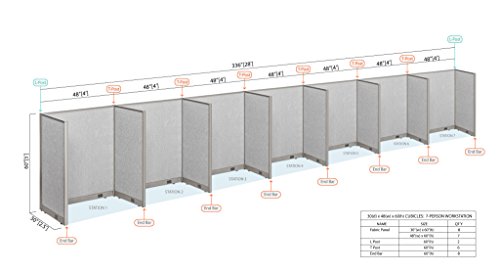 GOF Cubicle Single 7 Station Office Partition 30"D x 48”W x 60"H