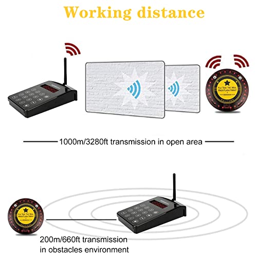 Retekess TD103 Restaurant Pager Coaster System 1000M Long Range Out of Range Alarm 10 Pagers for Warehouse Hotel Community