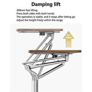 GaRcan Mobile Laptop Desk Cart with Wheels, Walnut Color 28 Inches