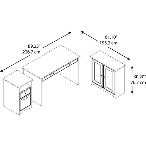Cabot Writing Desk, Low Storage Cabinet with Doors and 2 Drawer File Cabinet