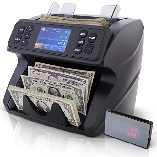 DETECK DT40P Printer and DT600 Bank Grade Money Counter Machine Mixed Denomination, Multi Currency Value Counting Money Machine, Serial Number, 2CIS/UV/IR/MG/MT Counterfeit Detection