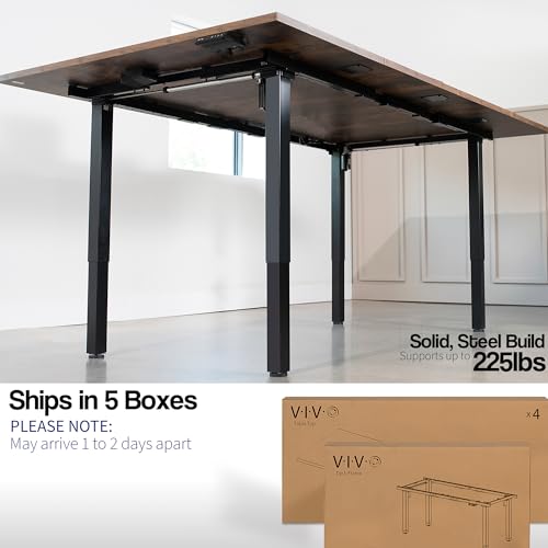 VIVO Electric Height Adjustable Stand Up Desk, Rustic Vintage Brown Table Tops, Large Standing Workstation - DESK-KIT-404N