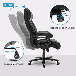 BOWTHY Big and Tall Office Chair 500lbs Heavy Duty Ergonomic Executive Leather Chair