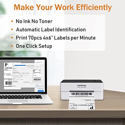 LabelRange LP320 Label Printer – High Speed 4x6 Shipping Label Printer, Windows, Mac and Linux Compatible, Direct Thermal Printer Supports Shipping Labels, Barcode Labels, Household Labels and More