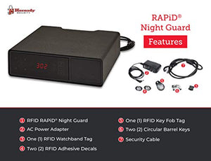 Hornady Rapid Safe Night Guard – Nightstand Gun Safe with RFID Reader, Clock, USB Ports – RFID Safe for Fast, Multiple Method Entry – Includes Rapid Safe, 3 Methods of Entry and Security Cable