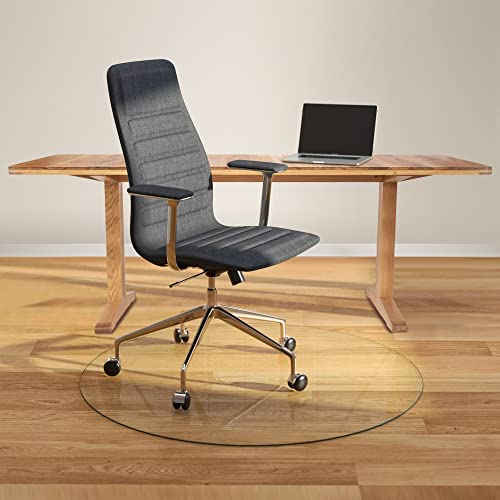 Fab Glass and Mirror Glass Chair Mat 39" | Round Flat Edge 1/4" Thick Clear Tempered Heavy Duty Mat for Office or Home