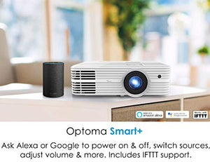 Optoma UHD52ALV True 4K UHD Smart Projector | Super Bright 3500 Lumens | HDR10 + HLG Support | Works with Alexa and Google Assistant | Voice Command | Support IFTTT, Black