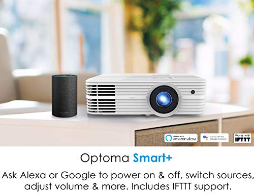 Optoma UHD52ALV True 4K UHD Smart Projector | Super Bright 3500 Lumens | HDR10 + HLG Support | Works with Alexa and Google Assistant | Voice Command | Support IFTTT, Black