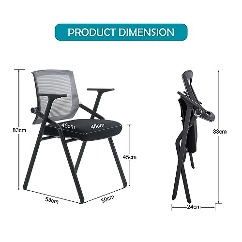 BLANEDUO Folding Conference Room Chairs with Lumbar Support & Armrests, Stackable (4 Pack)