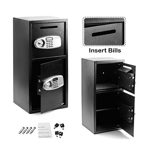 JYOSTORE Security Safe Box Safe Deposit Box with LCD Screen and Digital Lock, Digital Safe Box, with Two Keys,Carbon Steel Construction Great for Home, Hotel and Office