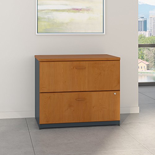 Bush Business Furniture WC57454PSU Series A Lateral File Cabinet, 36W, Natural Cherry/Slate