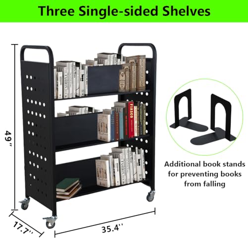 Garvee 200LBS Book Cart with Lockable Wheels, Black