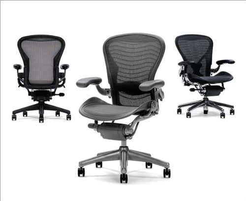 Aeron(R) Chair Highly Adjustable Model with Graphite Frame Classic Lead with Lumbar Support Size B