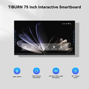 TIBURN Interactive Whiteboard Smartboard Board 75" R2 Pro 4K UHD Touch Screen Smart Board