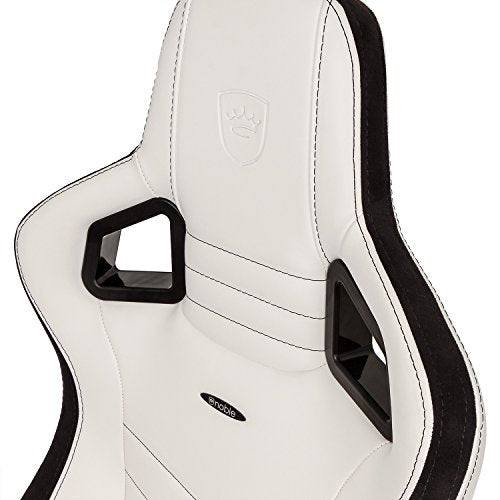 noblechairs Epic Gaming Chair - Office Chair - Desk Chair - PU Faux Leather - 265 lbs - 135° Reclinable - Lumbar Support Cushion - Racing Seat Design - White/Black