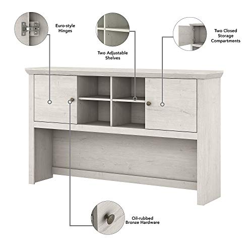 Bush Furniture Yorktown Desk Hutch, 60W, White Oak