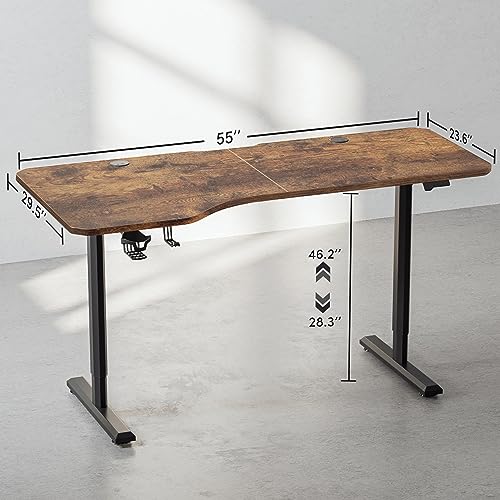 FEZIBO Electric Standing Desk, 63 x 24 Inches, Sit Stand Home Office Desk - Rusticbrown