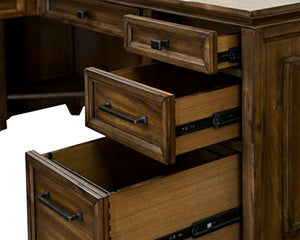 Martin Furniture Traditional Wood Writing Table, Office Corner Return Desk - Brown