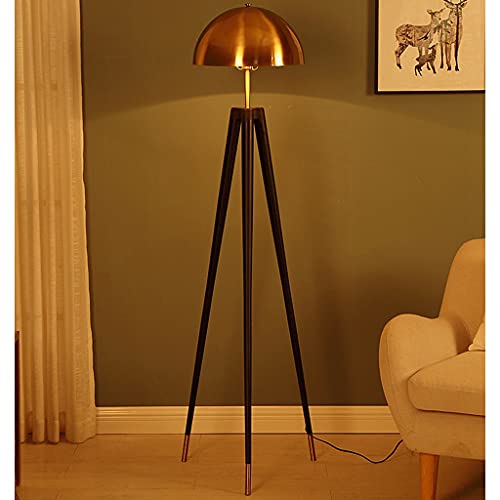 GaRcan Modern Industrial Standing Floor Lamp Black and Gold Tripod - Living Room and Bedroom Lighting