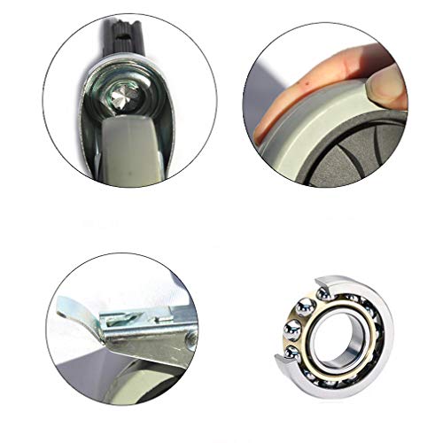 VKEID 4in Rubber Swivel Stem Caster Set of 4 - Gray, 400kg Capacity