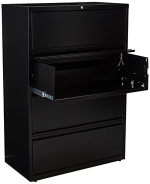Lorell LLR43511 Receding Lateral File with Roll Out Sleeves, Black