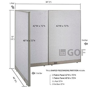 GOF Freestanding L Shaped Office Partition, Large Fabric Room Divider - 48" D x 84" W x 72" H