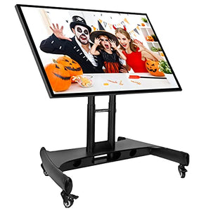 YokIma Low Meeting Room TV Stand for 50/55/60/70 Inch Flat Screens, Adjustable Height Tilting Floor TV Rolling Cart - Black