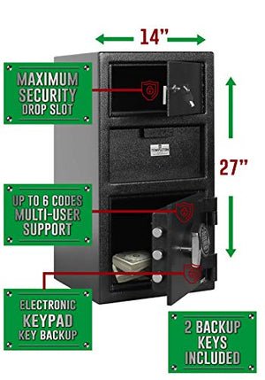Templeton Standard Depository Drop Safe & Lock Box, Electronic Multi-User Keypad Combination Lock with Key Backup, Anti Fishing Security, 1.5 CBF Black
